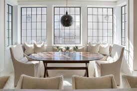 window seat dining banquette with oval
