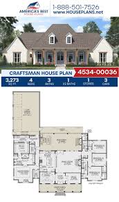 House Plan 4534 00036 Craftsman Plan 3 273 Square Feet 4 Bedrooms 3 5 Bathrooms Craftsman House Plans House Plans Farmhouse Craftsman House