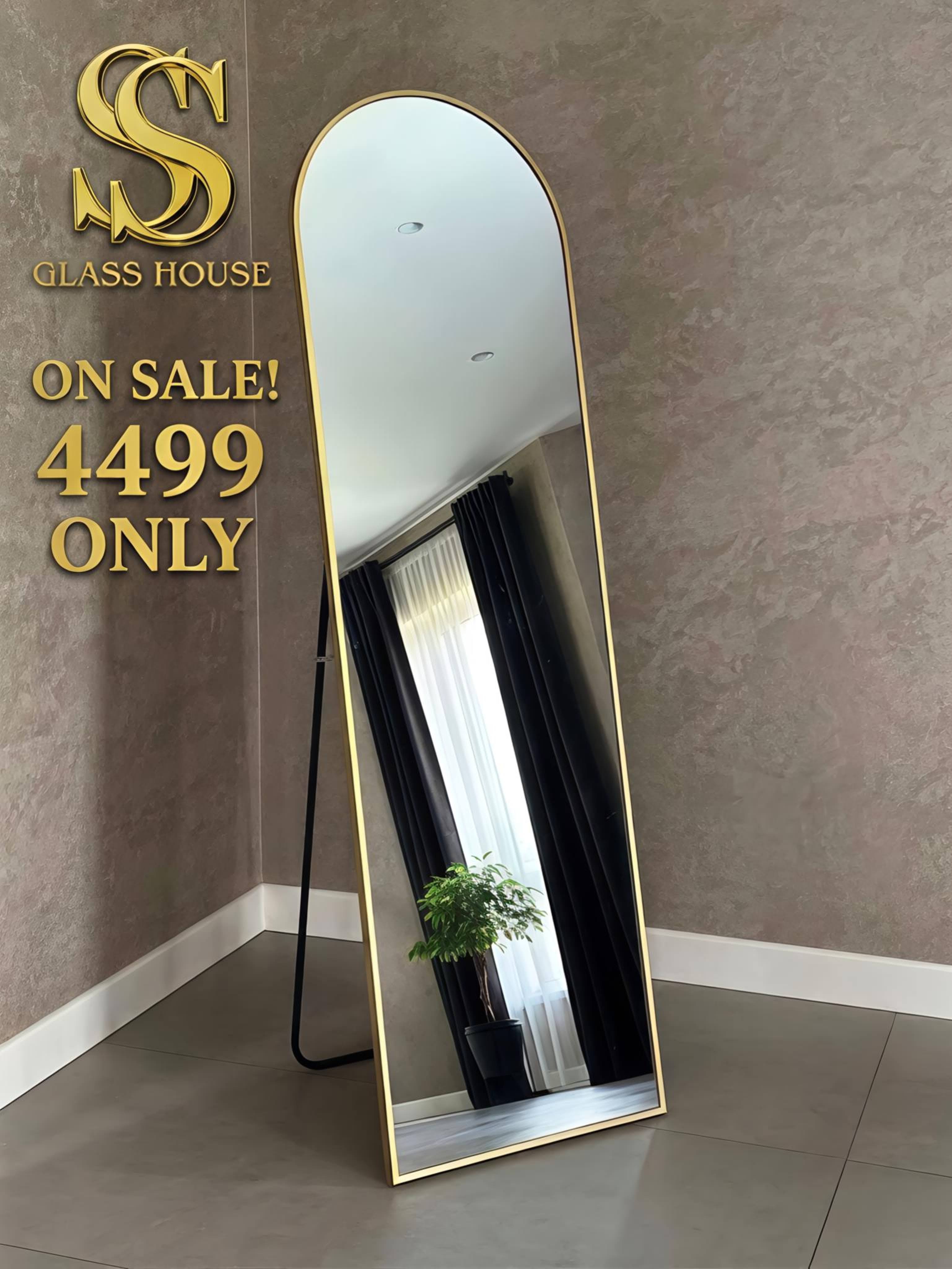4k Standing Mirror With Brush Gold Alluminium Frame product image