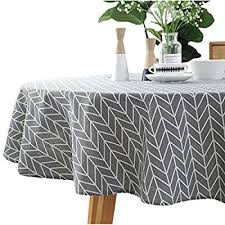 Amazon Com Cotton Linen Tablecloth Grey Arrow Round Table Cover For Dining Kitchen Home Tabletop De In 2020 Round Table Covers Round Dining Room Table Table Top Decor