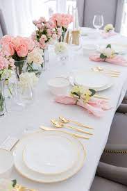 Add linens and place settings to the tables, if applicable. Pink Bridal Shower Tablescape Fashionable Hostess Bridal Shower Tablescape Pink Bridal Shower Table Decorations