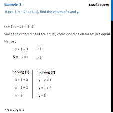 Example 1 If X 1 Y 2 3 1 Find X And Y Class 11