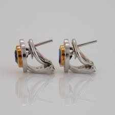 A Pair Of 18k Gold Meister Earrings Set With Faceted Heart Formed Sapphires And Eight Cut Diamonds Bukowskis