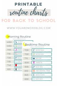 back to school routine free printable you are more blog