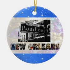 New Orleans Bourbon St Beads Nola Christmas Ceramic Ornament Zazzle Com Ceramic Ornaments Bourbon Custom Holiday Card