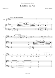 Debussy Claude Trois Chansons De Bilitis No 1 La Flute De Pan Sheet Music For Piano Vocals Piano Voice Musescore Com