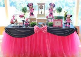 Hot Pink Tulle Tutu Table Skirt Minnie Birthday Party Minnie Mouse Theme Party Minnie Mouse Birthday Party