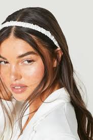 Headband, Bridal White Satin Headband