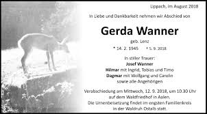 11 reichsstädter straße, aalen, 73430, germany. Traueranzeigen Von Gerda Wanner Ostalbtrauer