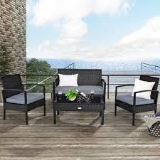 Free delivery and 5* customer service. Costway 4pcs Outdoor Patio Rattan Furniture Set Cushioned Sofa Coffee Table Garden Deck Target