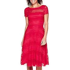 Jcp Signature By Sangria Short Sleeve Lace Fit And Flare Dress Petite Fit And Flare Dress Petite Dresses Dresses