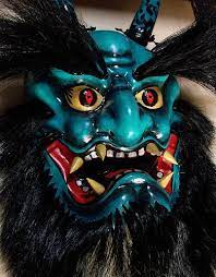 more glimpses of unfamiliar japan blue oni demon or ogre mask 能面 マスク 芸術家