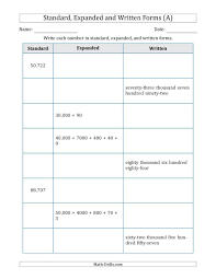 The Converting Between Standard Expanded And Written Forms 5 Digit U S U K Versi Expanded Form Worksheets Numbers In Standard Form Standard Form Worksheet