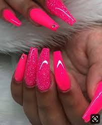 Pink tip nails pink acrylic nails neon nails swag nails barbie pink nails french tip acrylic nails neon nail art pink pink nails are very safe manicure colors. Pin By Sheena Reddy On Nail Ideas Pink Acrylic Nails Neon Pink Nails Pink Nails