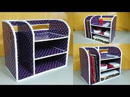 Kerajinan Dari Kardus Membuat Rak Buku Dari Kardus Bekas Easy Organizer Book From Cardboard Youtube In 2021 Kardus Rak Buku Rak