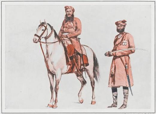 Native Officers of Skinner's Horse, now the first and third Indian Cavalry, 1850 (c) | Online Collection | National Army Museum, London