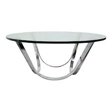 Glass coffee tables round coffee tables glass coffee table sets glass display coffee tables glass top tables three tier round accent tables. Vintage 42 Round Mid Century Modern Roger Sprunger Dunbar Chrome Glass Coffee Table Chairish
