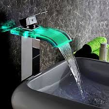Glass Faucet With Led Lights In Chrome In 2021 Glass Bathroom Sink Bathroom Sink Faucets Chrome Led Faucet