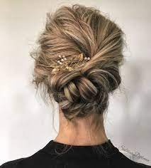Beautiful Wedding Updo Hairstyle Messy Updo Wedding Hairstyles Chignon Braided Updo Hairstyles Brid Romantic Wedding Hair Hair Styles Elegant Wedding Hair