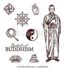 Religions view religious texts, rituals, and works of art as symbols of compelling ideas or ideals. Buddhism Religion Symbols And Vector Sketch Signs Buddhism Religion Sketch Symbols Vector Icons Of Buddha Hand And Buddhist Canstock