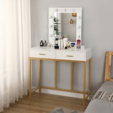 If you have any questions about your purchase or any other product for sale, our customer service. Everly Quinn Vanity Table With Lighted Mirror Makeup Vanity Dressing Table With 9 Lights Wayfair