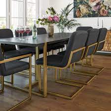 Kitchen & dining room sets : Oscuro Black Extendable Dining Table Gold Dining Room Table Dining Table Gold Gold Dining Room