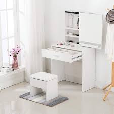 Choose vanity sets that come with a comfy stool for your convenience. Mecor White Dressing Table With Mirror And Stool Makeup Desk Vanity Table Set 3 Drawers Bedroom Furniture Home Garden Store Bedroom Furniture Cate Org
