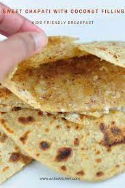 Sweet Chapati With Powdered Nuts And Coconut Filling Made In 5 Mins Lunch Box Recipes Recipes Baby Food Recipes