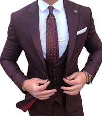 Shop the latest from top brands in tuxedos, wedding suits and formal wear. Botong Burgundy Men Suit 3 Pieces Wedding Suits Jacket Vest Pants Groom Suit At Amazon Men S Clothing Store