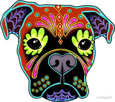 Download Boxer In Fawn Day Of The Dead Sugar Skull Dog Sticker By Pretty In Ink Sugar Skull Painting Dog Tattoos Dog Skull
