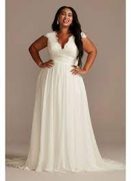 It's something she'll definitely want to wear again. Lace Illusion Back Chiffon Plus Size Wedding Dress David S Bridal