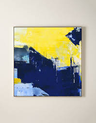 Blue, yellow, purple, pink, teal. Orange Abstract Art Navy Blue Canvas Painting Custom Canvas Wall Art Artexplore