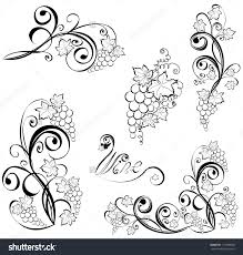 Black And White Vines Vector Grapevine Vector Wine Design Elements 117484858 Shutterstock Uva Dibujo Bodegones Para Pintar Disenos De Unas