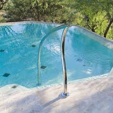 Stainless Steel Designer Handrails Deck To Stair Installation Pool Center Pool Rails Deck Design Pool Landscape Design