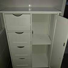 Vasagle Meuble De Salle De Bain Sur Pied Meuble De Rangement Avec 4 Tiroirs Porte Simple Etagere Reglable Etageres Reglables Salle De Bain Meuble Rangement