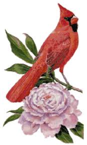 Birds Of Northern Indiana Indiana State Bird And Flower Northern Cardinal And Peony Counted Cross Stitch Pattern Counted Cross Stitch Patterns Small Cross Stitch Cross Stitch Bird