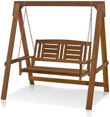 If your garden does not have a nice shady tree, you will also need a shade for your swing. Amazon Com Furinno Fg16409 Tioman Hardwood Patio Furniture Porch Swing With Stand In Teak Oil 2 Seater With Frame Natural Garden Outdoor