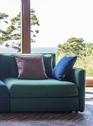 Emerald Green Green Sofa Against Huge Windows Ikea Vallentuna Sofa With A Bemz Cover In Recycled Cotton Sustainable Design Grunes Sofa Ikea Sofas Sofa