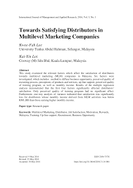What are the factors that i should consider for joining an mlm. Pdf Towards Satisfying Distributors In Multilevel Marketing Companies