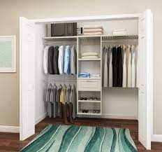 Grey 6 shelf closet storage with 5 clothes organizer drawers and purpose made pockets. Allen Roth 5 Ft To 8 Ft W X 6 6 Ft H Antique White Wood Closet Kit In The Wood Closet Kits Department At Lowes Com