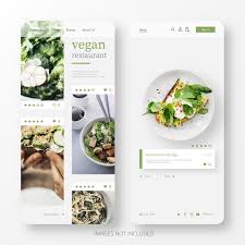 Beautiful Vegan Restaurant Landing Page Template For Mobile Free Vector Vegan Restaurants Restaurant App App Interface Design