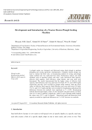 We are an international conglomerate that develops industries, manages partnerships and facilitates growth, with diverse and global interest in the automotive, equipment, manufacturing and engineering. Pdf Development And Introduction Of A Tractor Drawn Plough Seeding Machine