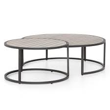The tindari outdoor coffee tables impeccably interpret a theme dear to flexform, that of the woven design. Nola Modern Classic Grey Teak Wood Top Aluminum Outdoor Nesting Coffee Tables 31 W 40 W Kathy Kuo Home