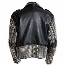New Men S Full Black Punk Silver Spiked Studded Cowhide Leather Jacket Leather Jacket Stylish Jackets Studded Leather Jacket