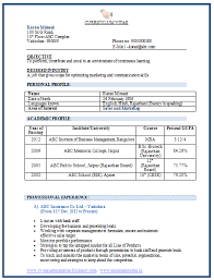 resume model for mba student