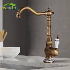 antique brass kitchen faucet hot & cold