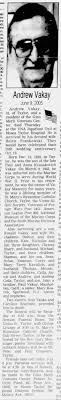 Vakay, Andrew Obituary