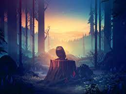 owl animation landscape art environmental art digital painting