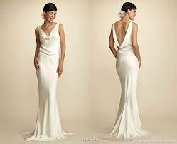 Silk Fitted Drooping Neck Line Cowl Neck Wedding Dress Kennedy Wedding Dress Wedding Dresses