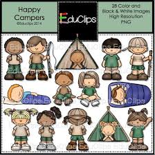 Artistic dots and a white heart on the left of the words with three white expressive lines appearing on the left. Happy Campers Clip Art Bundle Color And B W Edu Clips